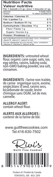 Oat and Raisin Biscotti Nutritional Information